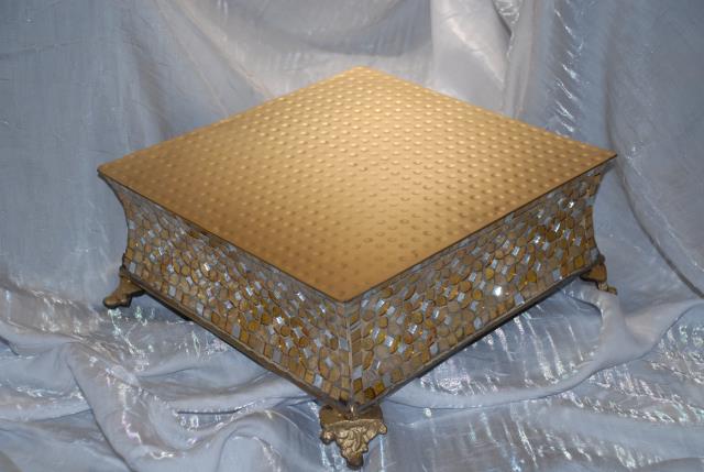 Rental store for 12  SQ GOLD MOSAIC CAKE STAND in Murfreesboro TN