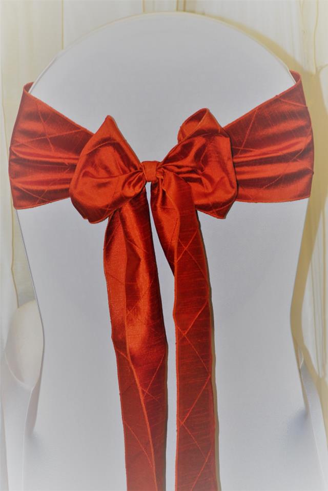 Rental store for 6  X 105  BURNT ORANGE PINTUCK CHAIR TIE in Murfreesboro TN