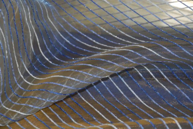 Rental store for 120  ROUND BLUE LUREX SHEER STRIPE LINEN in Murfreesboro TN