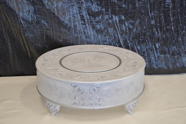 Rental store for 18  ROUND PEARL W SILVER TRIM CAKE STAND in Murfreesboro TN