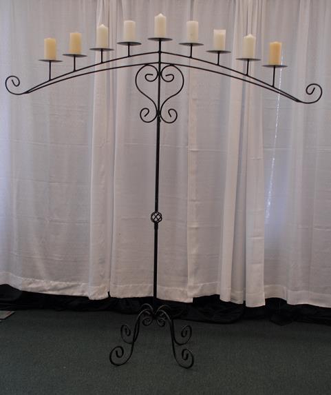 Rental store for BLACK 9 LITE HEART SCROLL FAN CANDELABRA in Murfreesboro TN